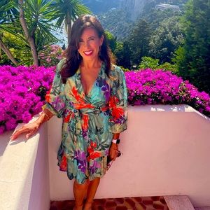 Alex Marie three-quarter sleeve belted floral dress